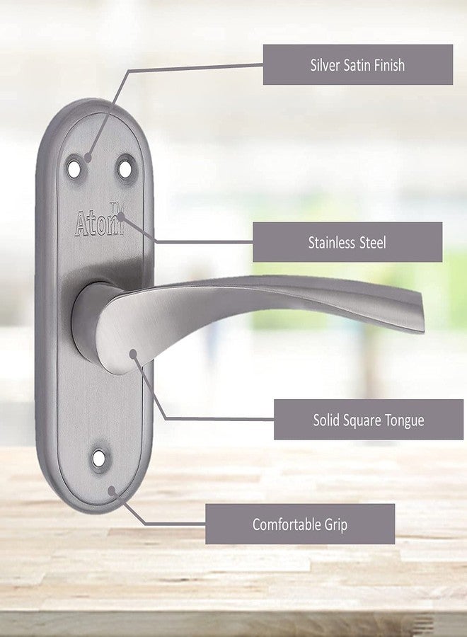 Atom Stainless Steel Bathroom Door Lock | Mortise Door Handle with Baby Latch Lock | Silver Satin Finish | Keyless | Bathroom Lockset for Door | Balcony Toilet Washroom, Innova-Bl - Image 4